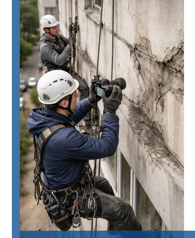 Фотофиксация дефектов фасада с высотной съемкой в Щербинке