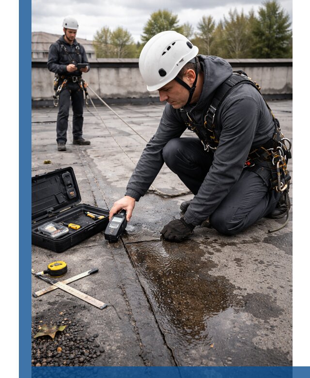 Обследование кровли на протечки и выявление дефектов в Щербинке