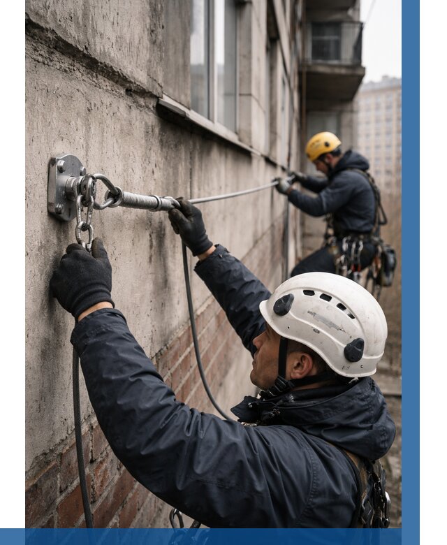 Монтаж анкерных линий в Щербинке от 3055 р. | ВЫСОТНИК-Щрб