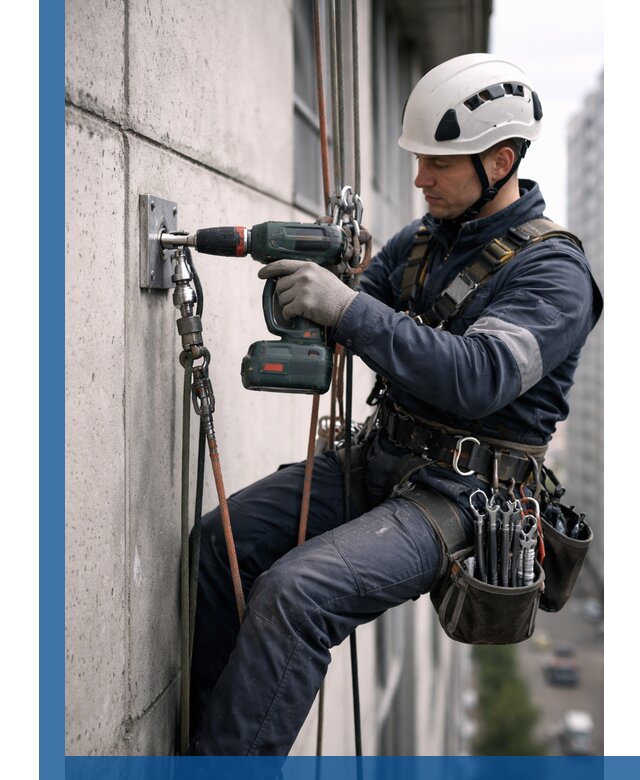 Установка анкерных точек для высотных работ в Щербинке