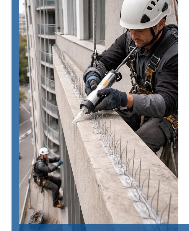 Установка шипов от птиц на фасадах и кровлях в Щербинке